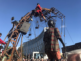 back view of little boy giant in liverpool -  Royal de Luxe