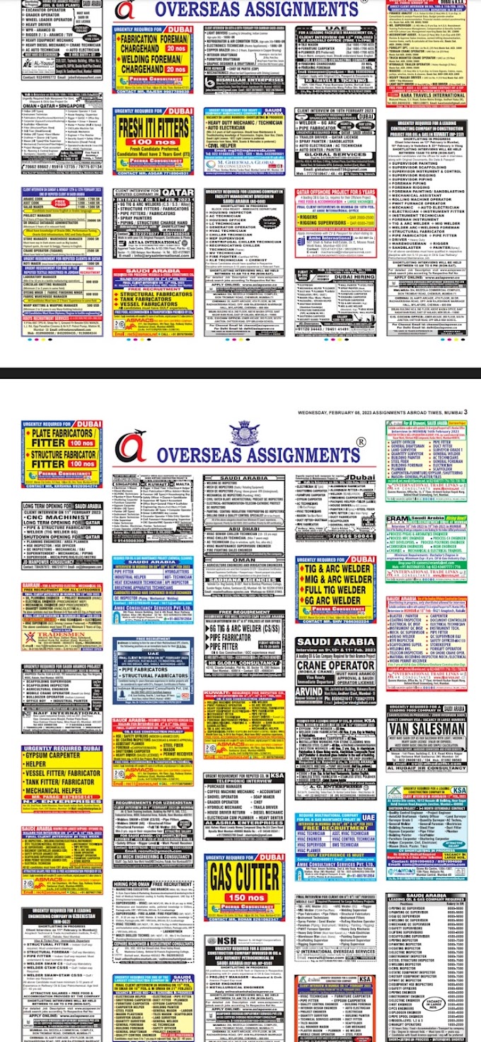 Assignments abroad times epaper jobs today 