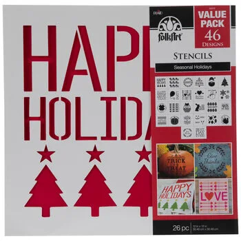 Photo of a Folkart Holiday Stencil pack.