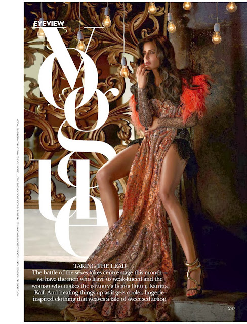 Katrina Kaif goes glamorous in lingerie inspired clothing for Vogue India December 2013