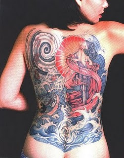 Women Yakuza Tattoo on Back Body