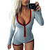 Roselux Women's Sexy Deep V Neck Shorts Long Sleeve Knitted One Piece Bodysuit Sexy Pajama Onesie Bodycon Rompers Overall