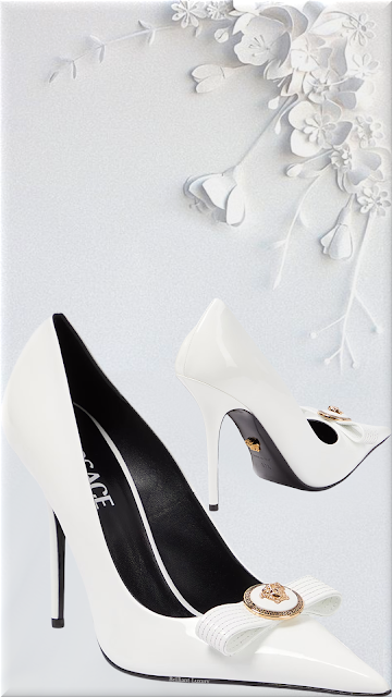 ♦Versace Gianni optical white bow-detail leather pumps #brilliantluxury