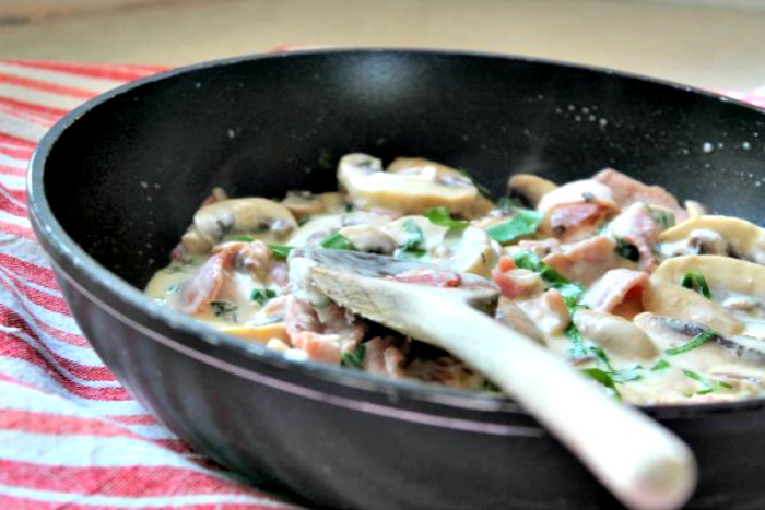 Wild Garlic, Mushroom and Bacon Sauce