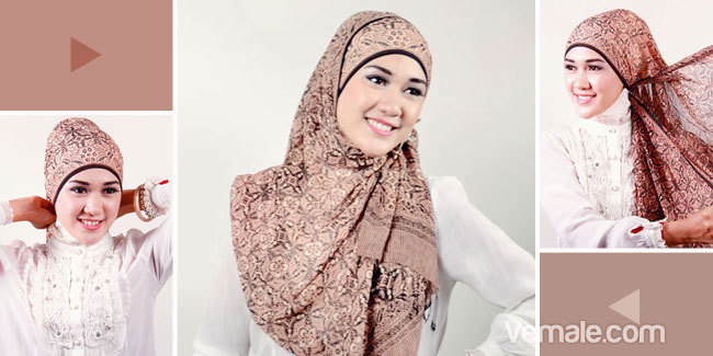 Cara Pakai Hijab Bermotif Modern Terbaru   Cara Membuat, Cara Memakai, Cara Download