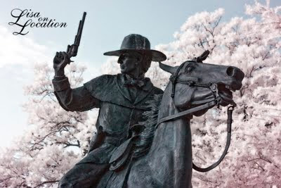 Jack C. Hays statue in infrared, San Marcos, Texas