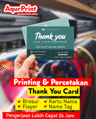 CETAK THANK YOU CARD DIGITAL PRINT JAKARTA TIMUR