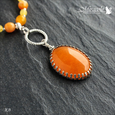 Miracolo, naszyjnik z żółtym agatem, żółty agat, żółty jadeit, yellow agate, yellow agate necklace