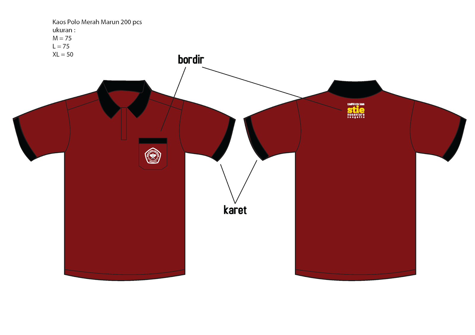 Order Kaos  Polo  Merah  Marun  Percetakan Tiket Voucher 