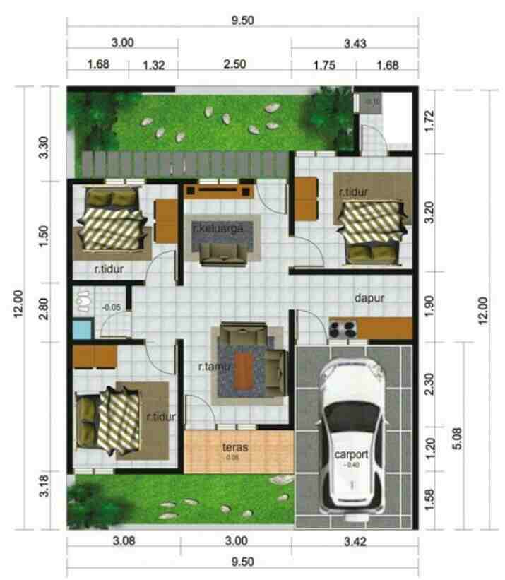 Denah Rumah  Minimalis Ukuran  7x8  denah rumah  minimalis 