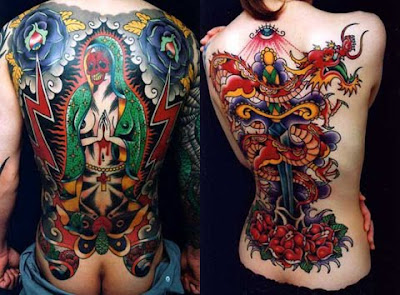 Absolute back body man and girl tattoo art