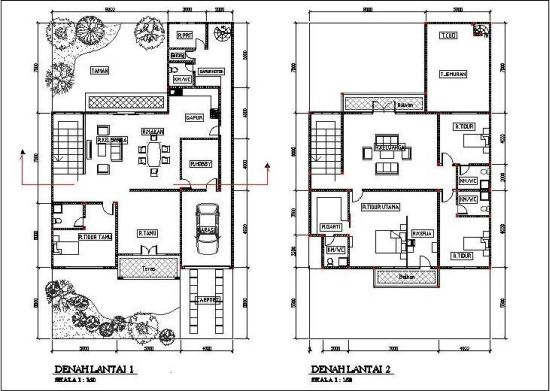 34 Denah  Terbaik Rumah  Minimalis 2  Lantai  Rumahku Unik