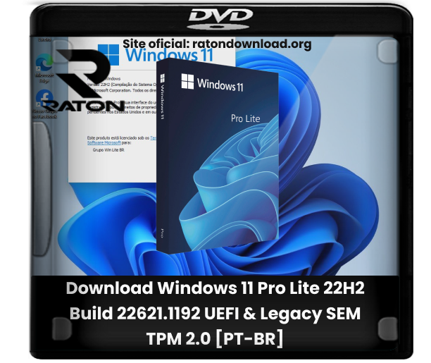 Raton Download - Desde 2007: Download Windows 11 Pro Lite 22H2 Build  22621.1192 UEFI & Legacy SEM TPM 2.0 [PT-BR]