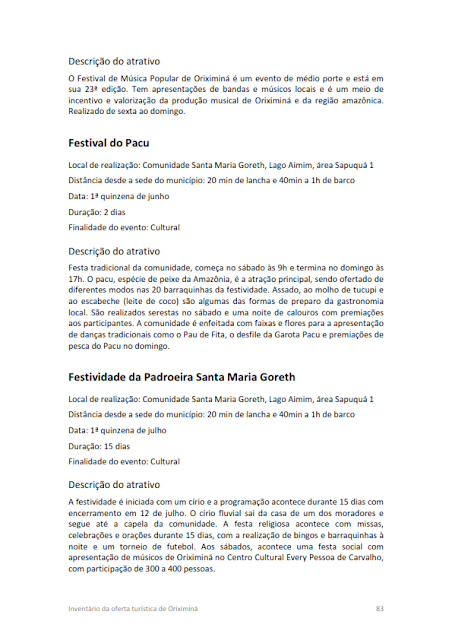 Inventário da oferta turística do Município de Oriximiná -  C.1. Atrativos naturais - 2014