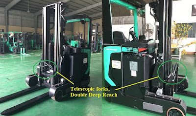 Reach Truck Mitsubishi kệ double deep telescopic