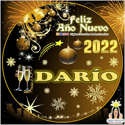 Nombre DARÍO por Año Nuevo 2022 - Cartelito hombre