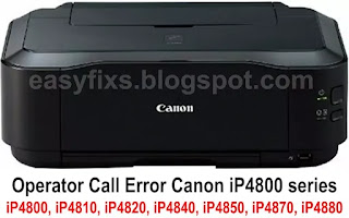 Error code and Solution on Canon iP4800, iP4810, iP4820, iP4840, iP4850, iP4870, iP4880