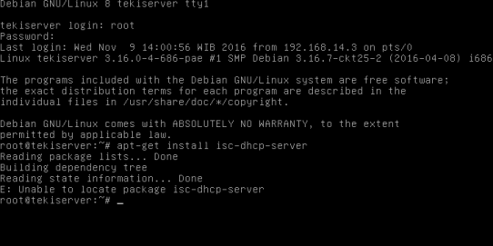 [Fix]: Mengatasi Error Unable to locate package isc-dhcp-server di
debian ketika install DHCP Server