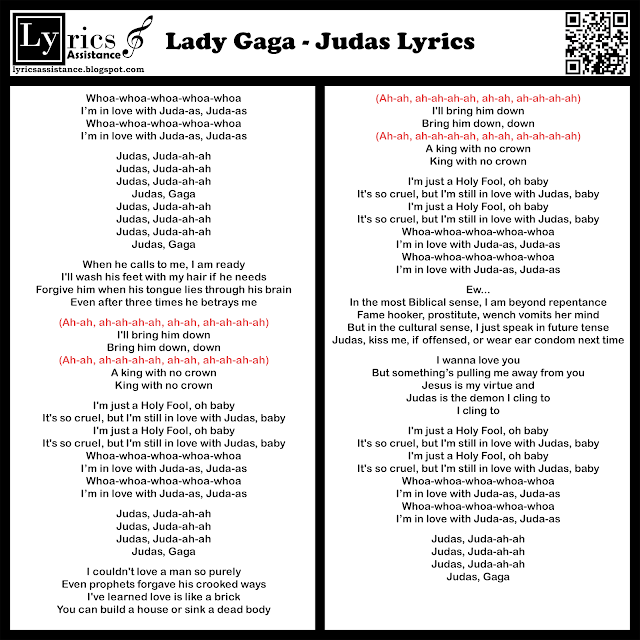 Lady Gaga - Judas Lyrics | lyricsassistance.blogspot.com