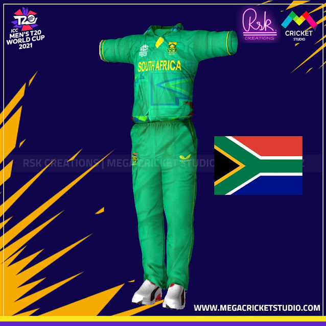ICC T20 World Cup 2021 South Africa HD Kit for EA Sports Cricket 07