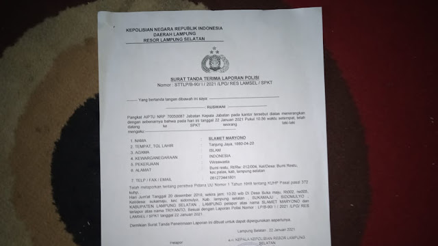 Triyanto Resmi dilaporkan Anggota LKS Atas Dugaan Kuat Penyelewengan Dana UEP