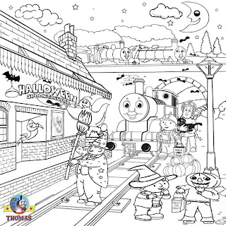 Print free Thomas Bob builder Wendy cartoon ghost nights Halloween kids coloring pages to color in