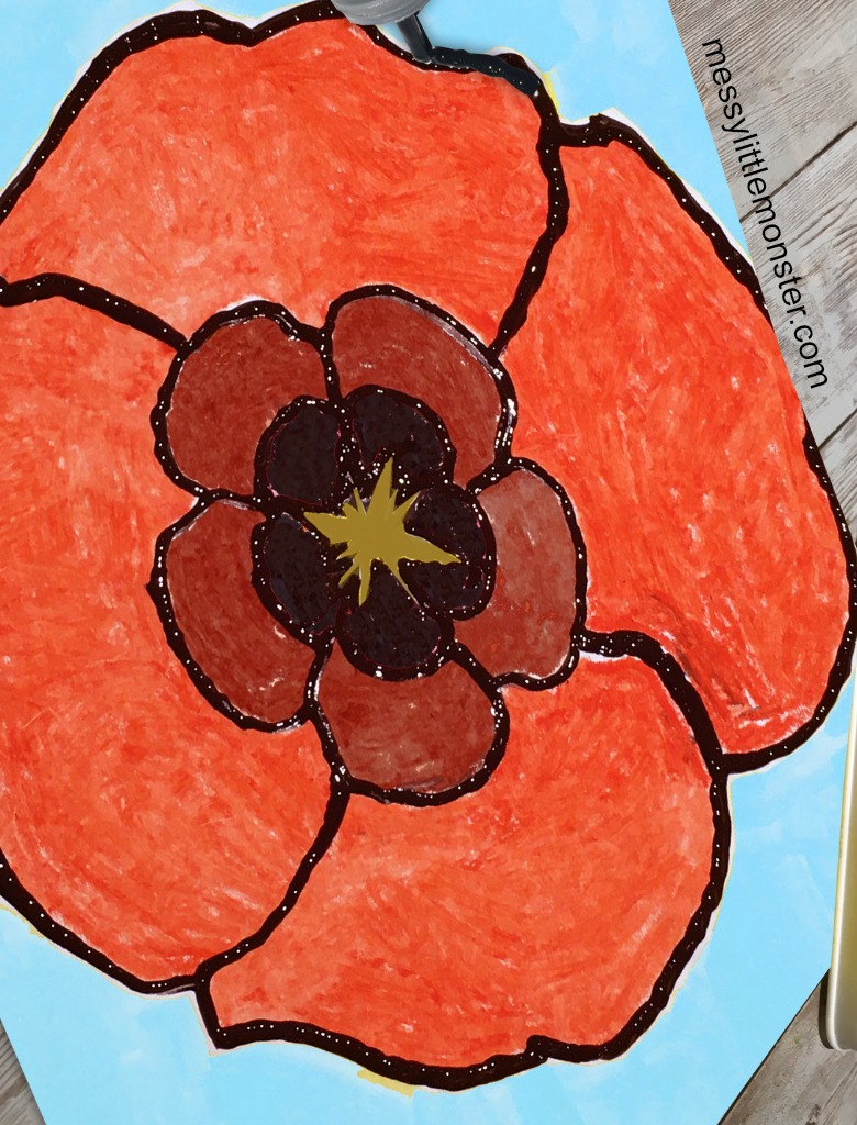 Remembrance Day poppy craft inspired by Georgia O Keeffe's poppies