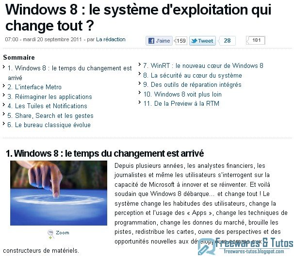Le site du jour : Windows 8 : le système d'exploitation qui change tout ?