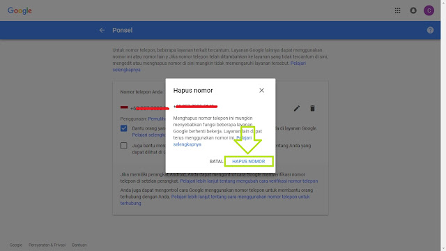 Cara Hapus Nomor Telepon Di Akun Google