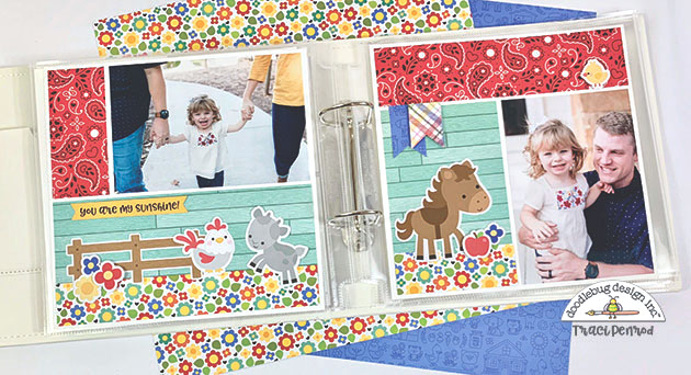Down on the Farm Scrapbook Page Layouts with flowers