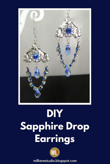 Sapphire and crystal chandelier earrings.