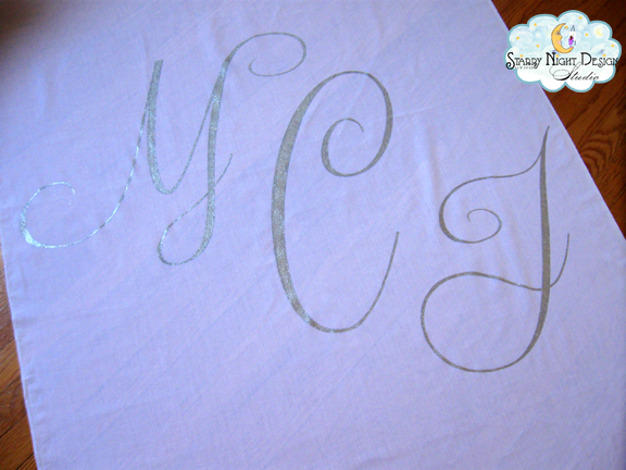 Hand painted runner for our bride Sally