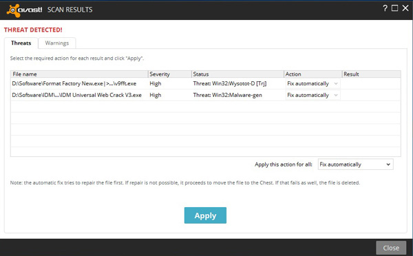 Detected virus by Avast Premier detected virus by avast premier