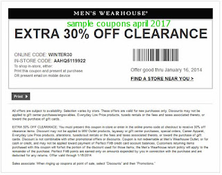 Men's Wearhouse coupons april