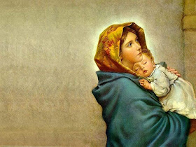 Virgin Mary Caring Baby Jesus