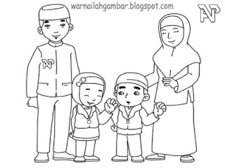 Mewarnai Keluarga Muslim  Mewarnai Gambar