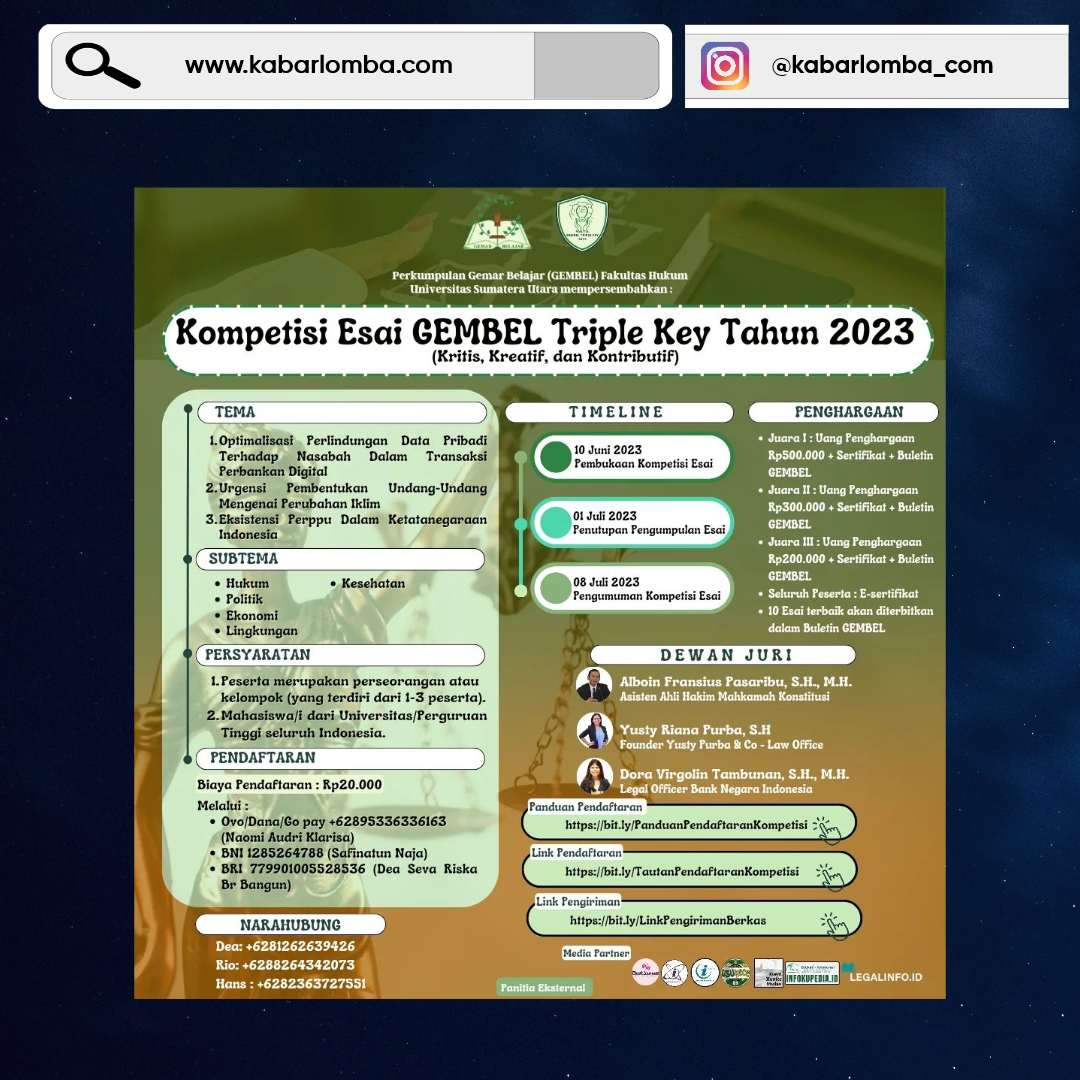 Kompetisi Esai GEMBEL Triple Key Tahun 2023