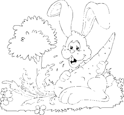Mewarnai Gambar Sketsa Kelinci Makan Wortel Warna Hitam Putih Bagus untuk Diwarnai Anak TK atau SD_Rabbit eating carrots coloring pages for kids_ Los conejos de la imagen comían zanahorias