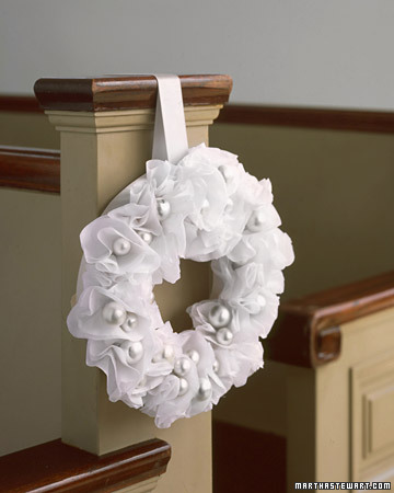 Paper Wreaths used as a pew