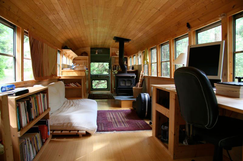  old school bus turned into a mobile home the all wood interior really