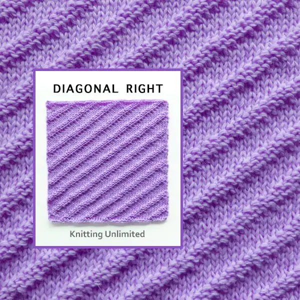 Diagonal Right Knit Purl Square no 28