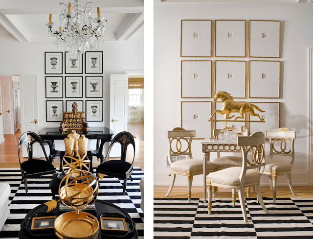 really feeling this black, white and gold rooms.