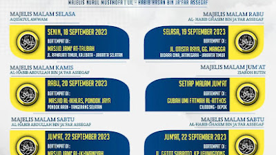 Jadwal Majlis Nurul Musthofa 17-23 September 2023