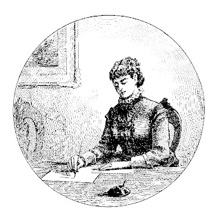 antique illustration letter writing woman victorian clipart image