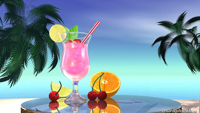 Fond d'écran vacances cocktail sur la plage