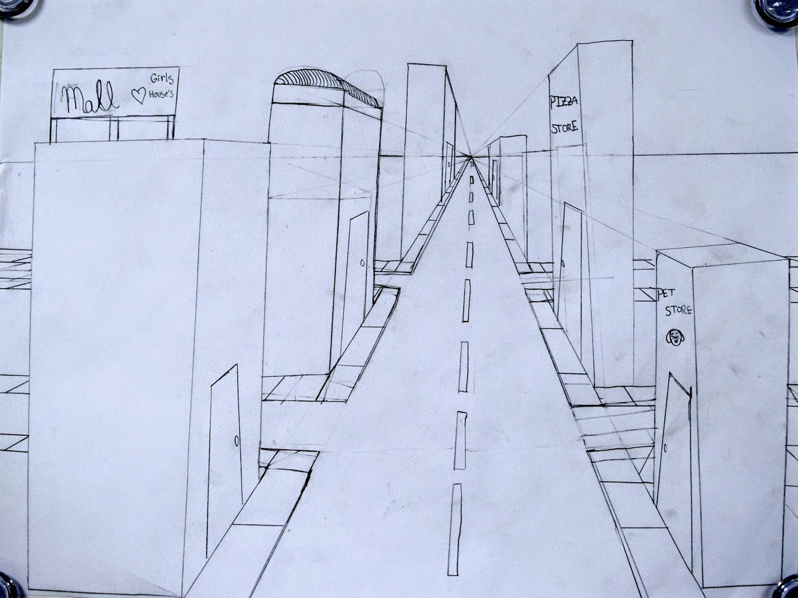 One Point Perspective Streetscapes 2 0 5th Art With Mrs Nguyen