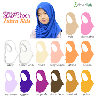 Pilihan Warna Jilbab Instant Zahra Kids