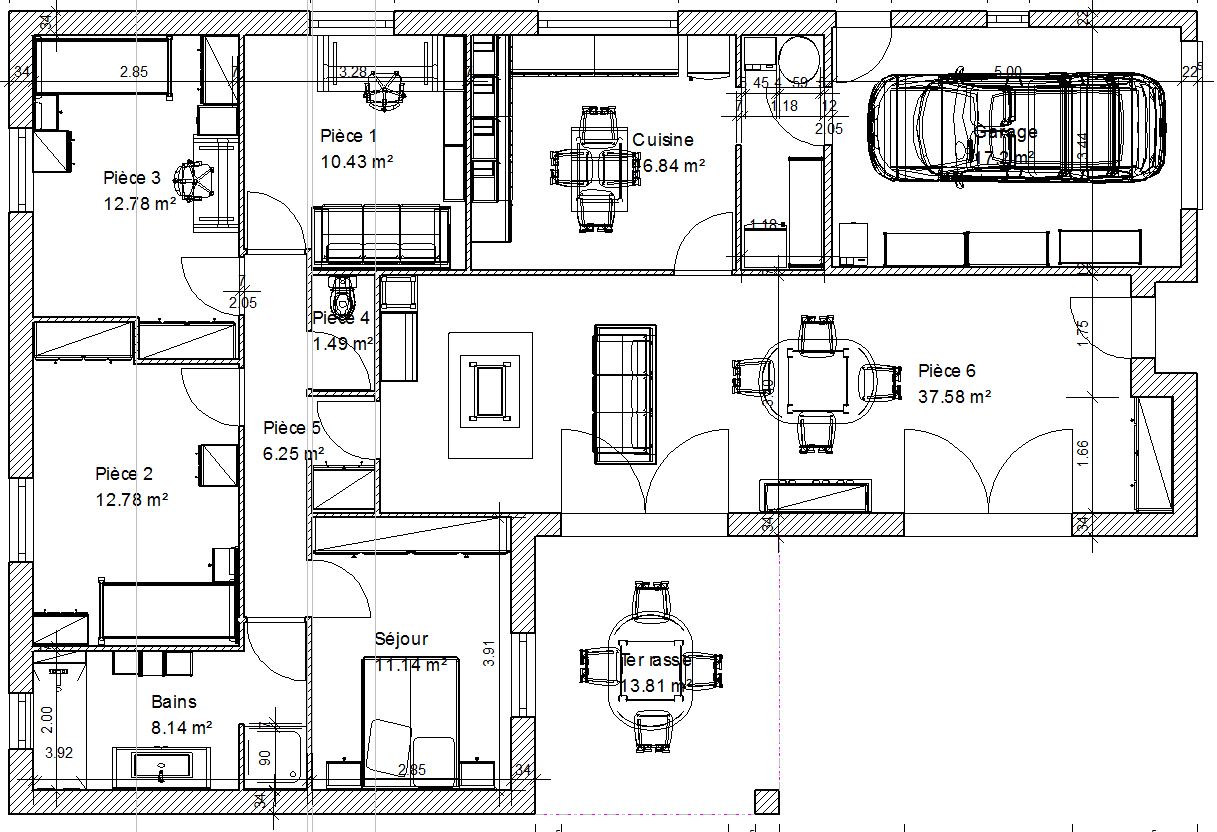plan de maison 3 chambres salon - Plans Constructions Robert Brouca