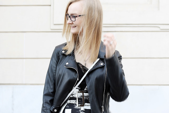 biker jacket on blonde girl