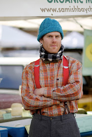 Patrick Stickney suspenders bowtie beanie seattle street style fashion Samish Bay Cheese farmers market